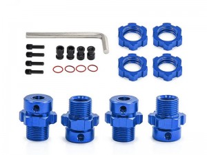 EXTREND 17mm ALUMINUM SPLINED WHEEL & NUT SET 5353X 5854 FOR TRAXXAS 1/10 E-REVO E-MAXX T-MAXX REVO MONSTER - BLUE - RS-TRX5353X/BU