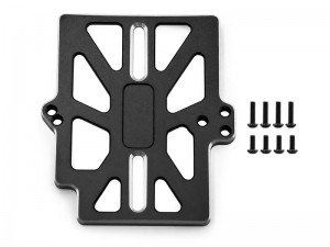 ALUMINUM ESC MOUNT PLATE 10777 HOBBYWING MAX10 FOR 1/16 TRAXXAS MINI MAXX MONSTER 107154-1 - BLACK - RS-TRX10777/BK