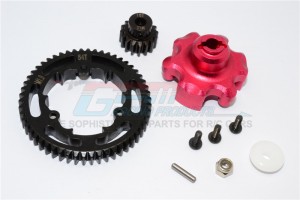 ALUMINIUM GEAR ADAPTER STEEL SPUR GEAR 54T MOTOR GEAR 16T TRAXXAS XMAXX - Red - TXM355416T-R