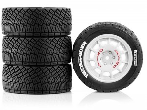 RALLY TIRE & WHEEL SET 12mm HEX FOR TAMIYA 1/10 TT-02 XV-01 XV-02 TRUCK - RS-TY783012/WI
