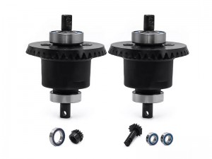 NYLON STEEL FRONT & REAR COMPLETE DIFFERENTIAL FOR TRAXXAS 1/10 SLASH 4X4 / RUSTLER 4X4 VXL / XO-01 / SLASH 4X4 LOW-CG / HOSS 4X4 VXL 3S / 1/8 JATO 4X4 VXL - BLACK - RS-SLA1337FR/BK