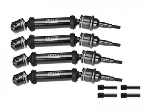 GPM TFR098FRS 4140 CARBON STEEL 6061-T6 ALLOY FRONT & REAR CVD DRIVE SHAFT 7450 FOR TRAXXAS 1/10 FORD FIESTA ST RALLY VXL 74276-4 - BLACK - TFR098FRS-BK