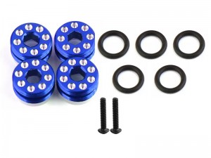 ALUMINUM FRONT HUB NUTS W. O-RINGS ARA320467 FOR 1/7 FELONY INFRACTION LIMITLESS MOJAVE 1/8 KRATON OUTCAST 6S BLX - BLUE - RS-ARA320467/BU