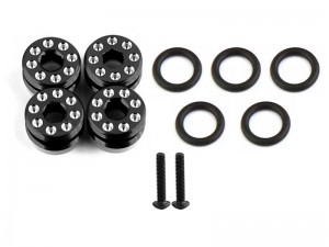 ALUMINUM FRONT HUB NUTS W. O-RINGS ARA320467 FOR 1/7 FELONY INFRACTION LIMITLESS MOJAVE 1/8 KRATON OUTCAST 6S BLX - BLACK - RS-ARA320467/BK