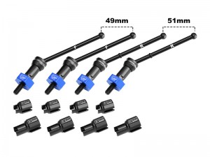 GPM 4140 CARBON STEEL FRONT & REAR CVD DRIVE SHAFTS WITH ALLOY 7075 WHEEL HEX  FOR ARRMA 1/18 GRANITE GROM / 1/14 TYPHON GROM - MGG4951V2-B