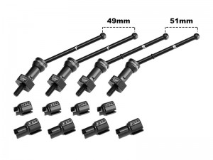 GPM 4140 CARBON STEEL FRONT & REAR CVD DRIVE SHAFTS WITH ALLOY 7075 WHEEL HEX  FOR ARRMA 1/18 GRANITE GROM / 1/14 TYPHON GROM - MGG4951V2-BK