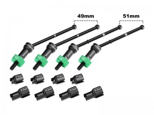 GPM 4140 CARBON STEEL FRONT & REAR CVD DRIVE SHAFTS WITH ALLOY 7075 WHEEL HEX  FOR ARRMA 1/18 GRANITE GROM / 1/14 TYPHON GROM - GREEN - MGG4951V2-G