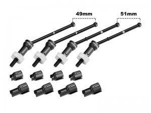 GPM 4140 CARBON STEEL FRONT & REAR CVD DRIVE SHAFTS WITH ALLOY 7075 WHEEL HEX  FOR ARRMA 1/18 GRANITE GROM / 1/14 TYPHON GROM - SILVER - MGG4951V2-S