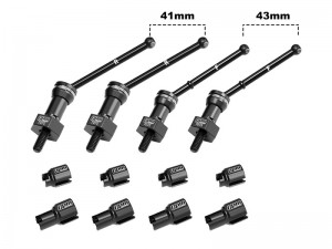 GPM 4140 CARBON STEEL FRONT & REAR CVD DRIVE SHAFTS WITH ALLOY 7075 WHEEL HEX  FOR ARRMA 1/16 MOJAVE GROM ARA2104 - BLACK - MGM4143V2-BK