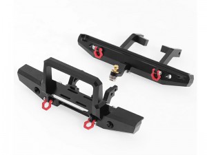 ALUMINUM FRONT & REAR BUMMPER 9734 FOR TRAXXAS 1/18 TRX-4M MINI CRAWLER LAND ROVER DEFENDER 97054-1 - RS-TRX9734FR/BK