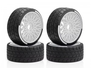 RUBBER TIRE & RIM SET 43 / 101 2.9" ARA550062 FOR ARRMA 1/7 INFRACTION LIMITLESS V2 6S BLX ARA109001 ARA7116V2 - WHITE - RS-WH10143/WI