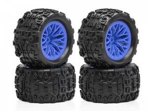 RUBBER TIRE & RIM SET 72.5 X 40mm ARA550112 FOR ARRMA 1/18 GRANITE GROM 1/14 TYPHON GROM - BLUE - RS-ARA550112/BU