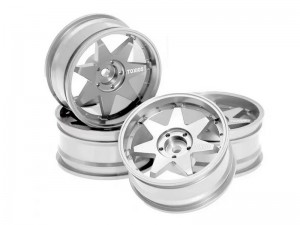 ALUMINUM FRONT & REAR RIM SET 52mm x 26mm 12mm HEX FOR 1/10 TAMIYA TT-02 YOKOMO YD-2 DRIFT RC CAR - SILVER - RS-WH5426-SI
