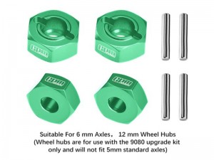 GPM TFR010 F AND R 12mm WHEEL HUB AXLE HOLE 6mm 9069 FOR TRAXXAS 1/10 FORD FIESTA ST / BIGFOOT 2S / RUSTLER 2S / SLASH 4X4 VXL / FORD RAPTOR R / STAMPEDE 2S / 1/8 JATO 4X4 VXL - GREEN - TFR010-G
