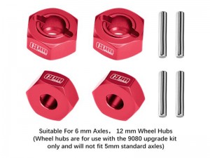 GPM TFR010 F AND R 12mm WHEEL HUB AXLE HOLE 6mm 9069 FOR TRAXXAS 1/10 FORD FIESTA ST / BIGFOOT 2S / RUSTLER 2S / SLASH 4X4 VXL / FORD RAPTOR R / STAMPEDE 2S / 1/8 JATO 4X4 VXL - RED - TFR010-R