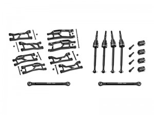 GPM TXMMWIDE/KIT 7075 ALLOY WIDEMAXX SUSPENSION KIT 10790 FOR TRAXXAS MINI MAXX / MINI XRT 107154-1 108076-1 - BLACK - TXMMWIDE/KIT-BK