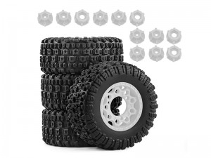 RUBBER TIRE AND RIM SET 109 X 47mm WITH 12 / 14 / 17mm HEX ADAPTER FOR ARRMA 1/10 FURY SENTON LOSI BAJA TRAXAS SLASH SHORT COURSE - RS-TY10947/WI
