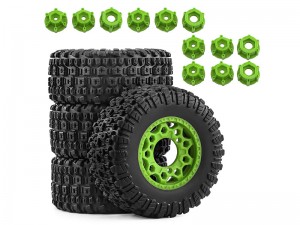 RUBBER TIRE AND RIM SET 109 X 47mm WITH 12 / 14 / 17mm HEX ADAPTER FOR ARRMA 1/10 FURY SENTON LOSI BAJA TRAXAS SLASH SHORT COURSE - RS-TY10947/GR