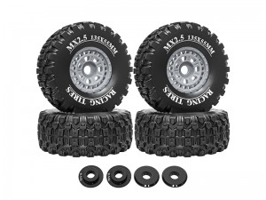 RUBBER TIRE & RIM SET 135 X 55mm 17mm HEX FOR ARRMA 1/7 1/8 MOJAVE 1/7 TRAXXAS UDR RC RACER TRUCK - GRAY - RS-TY13555-GY