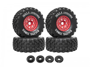 RUBBER TIRE & RIM SET 135 X 55mm 17mm HEX FOR ARRMA 1/7 1/8 MOJAVE 1/7 TRAXXAS UDR RC RACER TRUCK - RED - RS-TY13555-RE