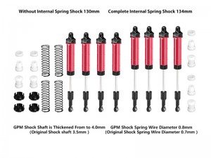 GPM LMT2130134FR 6061 ALLOY F & R COMPLETE INTERNAL SPRING SHOCK SET - 130mm AND 134MM LOS-1830 LOS-1831 FOR LOSI 1/8 LMT 2.0 MONSTER GRACE DIGGER ... - LMT2130134FR-R