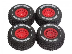 SHORT COURSE RUBBER TIRE & RIM SET 65 X 28mm 12mm HEX ARA550116 FOR 1/14 ARRMA MOJAVE GROM RC TRUCK ARA2104 - RED - RS-TY-6528B/RE