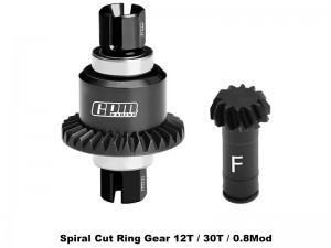 GPM MGG1230FS STEEL 7075 ALLOY FRONT DIFFERENTIAL GEAR SET 12/30T FOR ARRMA 1/18 GRANITE GROM / 1/14 TYPHON GROM / 1/16 MOJAVE GROM - BLACK - MGG1230FS-BK
