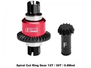 GPM MGG1230FS STEEL 7075 ALLOY FRONT DIFFERENTIAL GEAR SET 12/30T FOR ARRMA 1/18 GRANITE GROM / 1/14 TYPHON GROM / 1/16 MOJAVE GROM - RED - MGG1230FS-R