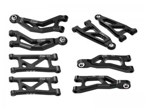 GPM MGM4567 7075-T6 ALLOY FRONT & REAR UPPER & LOWER SUSPENSION ARMS ARA330839 ARA330840 FOR ARRMA 1/16 MOJAVE GROM / LOSI 1/12 NASCAR - BLACK - MGM4567-BK