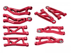 GPM MGM4567 7075-T6 ALLOY FRONT & REAR UPPER & LOWER SUSPENSION ARMS ARA330839 ARA330840 FOR ARRMA 1/16 MOJAVE GROM / LOSI 1/12 NASCAR - RED - MGM4567-R