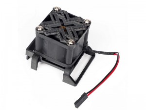 NYLON 3D PRINT 4028 COOLING FANS WITH CARBON FIBER FAN PROTECTION PLATE FOR RC SPEKTRUM FIRMA 150A ESC - RS-ESC4028FAN/BK