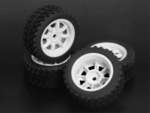 RALLY TIRE & RIM SET 60D FOR 1/10 TAMIYA M-CHASSIS XM-01 MF-01X M04 M05 M06 M07 M08 MB-01 RC CAR - RS-WH3526A/WI