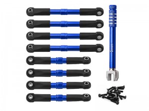 ALUMINNUM FRONT &  REAR TIE ROD SET W. WRENCH 7038 7018 7075 FOR TRAXXAS 1/16 SLASSH 4X4  SHORT COURSE 70054 - RS-TRX7038/BU