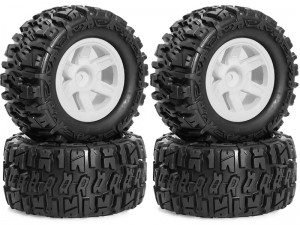 RUBBER TIRE AND RIM SET  90 X 45mm 12mm HEX FOR 1/16 TRAXXAS MINI E-REVO SUMMIT - RS-TY9045/WI