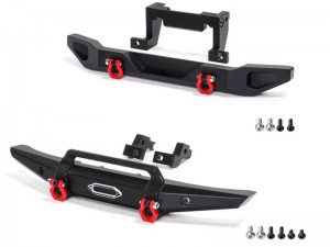 ALUMINUM FRONT & REAR BUMPER 9734 FOR TRAXXAS 1/18 TRX-4M MINI CRAWLER LAND ROVER DEFENDER 97054-1 - RS-TRX9734AFR/BK