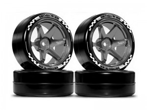 ALUMINUM TIRE AND RIM SET 65 X 26mm 12mm HEX FOR 1/10 ON-ROAD DRIFT RC TOURING CAR - TY-6526/GS