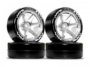 ALUMINUM TIRE AND RIM SET 65 X 26mm 12mm HEX FOR 1/10 ON-ROAD DRIFT RC TOURING CAR - TY-6526/SI