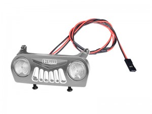 GPM H10330F 7075 ALLOY FRONT BUMPER WITH WHITE LIGHT VPS10528 FOR VANQUISH 1/10 H10 OPTIC / YOKOHAMA RTR / SPARCO RTR CRAWLER - SILVER - H10330F-S