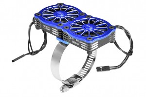 GPM GPM3357FANV2 7075 STAINLESS STEEL DUAL 40 X 40mm COOLING FAN ADJUSTABLE FOR 40-56 SERIES MOTOR - BLUE - GPM3357FANV2-B