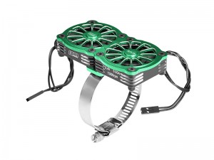GPM GPM3357FANV2 7075 STAINLESS STEEL DUAL 40 X 40mm COOLING FAN ADJUSTABLE FOR 40-56 SERIES MOTOR - GREEN - GPM3357FANV2-G