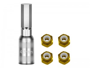 ALUMINUM WHEEL LOCK NUT AND NUT TOOL FOR AXIAL 1/30 SCX30 CRAWLER FORD BRONCO AXI-2048 JEEP WRANGLER AXI-2261 - GOLD - SCX30/005-GD