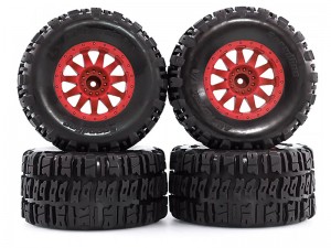 RUBBER TIRE & RIM SET 110 X 56mm 12mm HEX FOR TRAXXAS MINI MAXX MINI XRT HPI SAVAGE XS FLUX RC M ... - RS-TY10056-RE