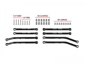 GPM SCX30/160 ALLOY FRONT & REAR LINK SET AXI-3307 FOR AXIAL 1/30 SCX30 FORD BRONCO SCX30 JEEP WRANGLER JLU AXI-2048 AXI-2261 - BLACK - SCX30/160-BK
