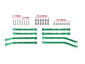 GPM SCX30/160 ALLOY FRONT & REAR LINK SET AXI-3307 FOR AXIAL 1/30 SCX30 FORD BRONCO SCX30 JEEP WRANGLER JLU AXI-2048 AXI-2261 - GREEN - SCX30/160-G