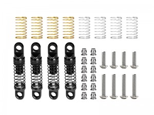 GPM SCX30/26FR ALLOY ADJUSTABLE SHOCK SET - 26mm AXI-3317 FOR AXIAL 1/30 SCX30 FORD BRONCO SCX30 JEEP WRANGLER JLU CRAWLER AXI-2048 AXI-2261 AXI-2260 - BLACK - SCX30/26FR-BK-BK