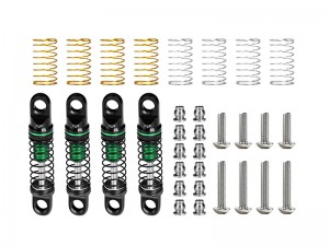 GPM SCX30/26FR ALLOY ADJUSTABLE SHOCK SET - 26mm AXI-3317 FOR AXIAL 1/30 SCX30 FORD BRONCO SCX30 JEEP WRANGLER JLU CRAWLER AXI-2048 AXI-2261 AXI-2260 - GREEN - SCX30/26FR-G-BK