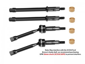 GPM SCX30/20+3MM-BK 4140 CARBON STEEL FRONT & REAR DRIVE AXLES +3mm AXI-3324 AXI-3320 FOR AXIAL  ... - SCX30/20+3MM-BK