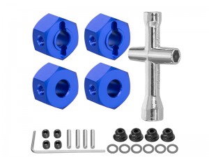 ALUMINUM 12mm WHEEL HEX HUB ADAPTER WITH LOCK NUT WRENCH 3654 8347 FOR TRAXXAS MINI MAXX MINI XRT TR ... - RS-TRX3654/BU