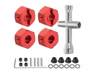 ALUMINUM 12mm WHEEL HEX HUB ADAPTER WITH LOCK NUT WRENCH 3654 8347 FOR TRAXXAS MINI MAXX MINI XRT TRUCK - RS-TRX3654/RE