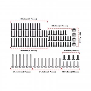 STEEL SCREWS SET 100 PIECES AXI-3331 FOR AXIAL 1/30 SCX30 FORD BRONCO SCX30 JEEP WRANGLER JLU SCX30  ... - SCX30/100SW-BK